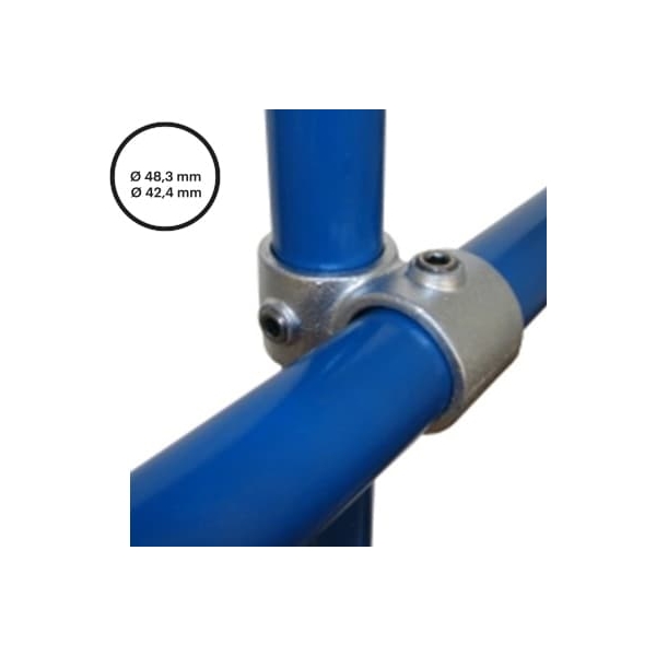 Rohrverbinder D.48,3 mm | D.42,4 mm – vorgesetztes Kreuzstück, 2 verschiedene Größen 161-RD48/C42